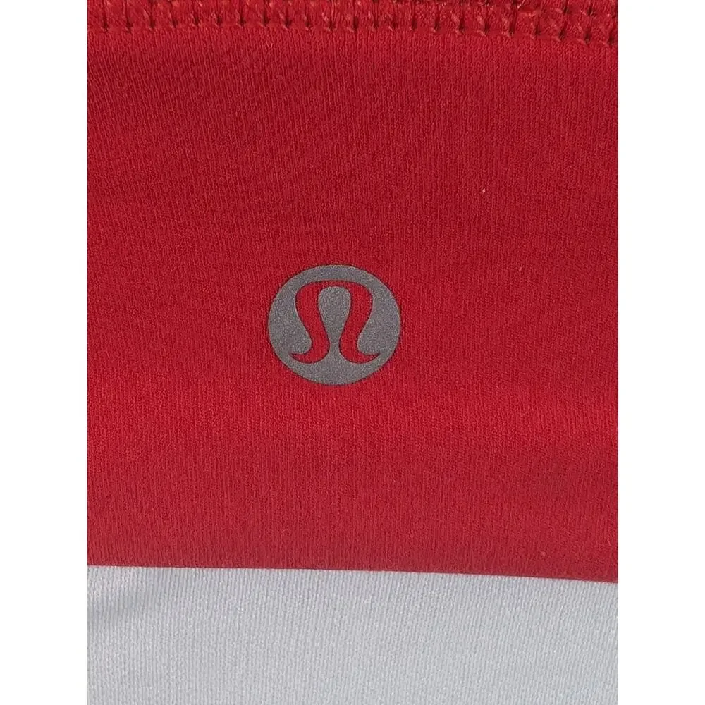 LULULEMON! REVERSIBLE RED/ORANGE ATHLETIC BRA TOP, LOGO BACK! ADORABLE! SZ M